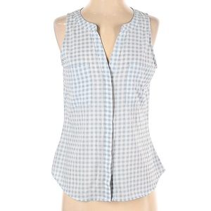 Sanctuary Women's V Neck blouse, blue checkered
